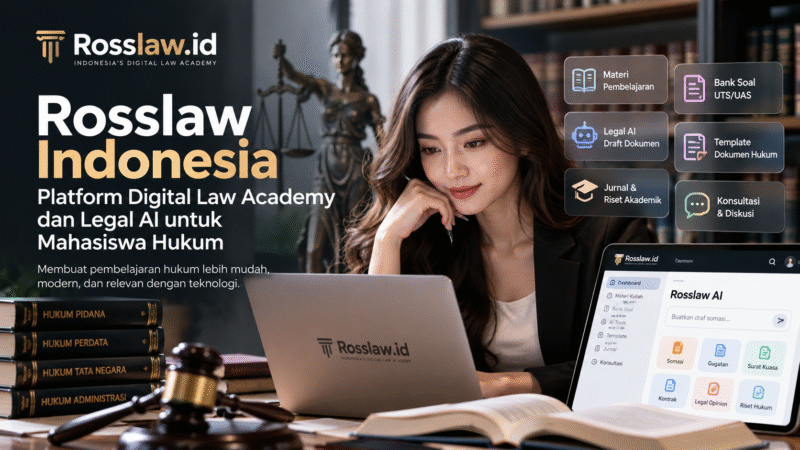 Perkembangan teknologi digital telah mengubah berbagai sektor kehidupan, termasuk dunia pendidikan dan hukum. Di tengah meningkatnya kebutuhan akan akses pembelajaran hukum yang lebih modern, cepat, dan efisien, Rosslaw Indonesia hadir sebagai platform Digital Law Academy yang mengintegrasikan pendidikan hukum, teknologi kecerdasan buatan (Artificial Intelligence), serta berbagai sumber daya akademik dalam satu ekosistem digital